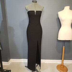 Women's LIKELY Formal Black Strapless Gown Dress Full Length w/ Slit - Size 4